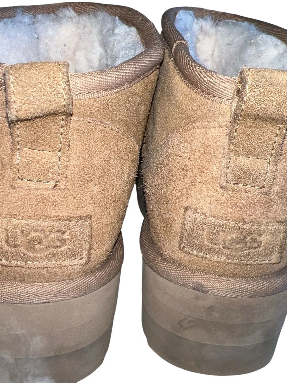 UGG classic ultra mini Tan Suede Platform Boots size 9
